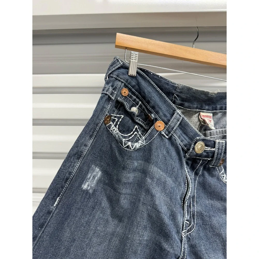 True Religion Joey Super T Mens Dark Wash Straight Leg Jeans Size 36x34 USA Made